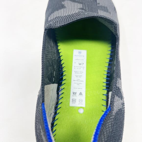 [Rothy's] Gray Camo Print The Original Slip On Sneakers Washable Size 7 - Picture 9 of 10